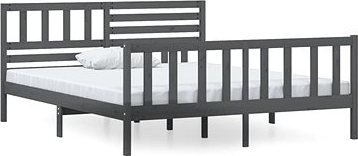 Rám postele sivý masívne drevo 135 ×