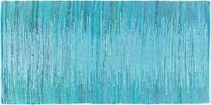 Modrý tkaný bavlnený koberec 80 ×