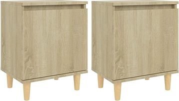 SHUMEE Nočné stolíky s drevenými nohami 2 ks dub sonoma