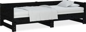 Výsuvná posteľ čierna masívna borovica 2× (90