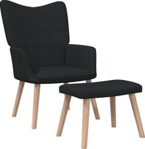 Relaxačná stolička s podnožkou čierna