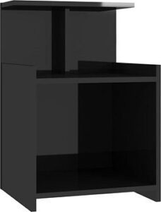 SHUMEE Nočný stolík čierny s vysokým leskom 40 ×
