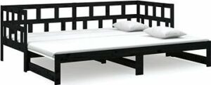 Výsuvná posteľ čierna masívna borovica 2× (80