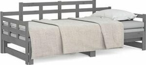 Výsuvná posteľ sivá masívna borovica 2× (90