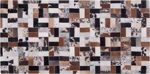 Hnedo-béžový kožený koberec 80 × 150