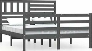 Rám postele sivý masívne drevo 150 × 200