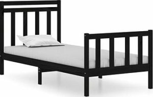 Rám postele čierny masívne drevo 75 ×