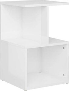 SHUMEE Nočný stolík biely s vysokým leskom 35 ×
