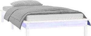 Rám postele s LED svetlom biely 100 ×