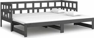 Výsuvná posteľ sivá masívna borovica 2× (80