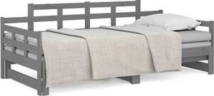 Výsuvná posteľ sivá masívna borovica 2× (80