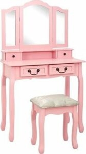 Toaletný stolík so stoličkou ružový 80 ×