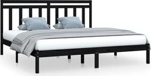 Rám postele čierny masívne drevo 180 ×