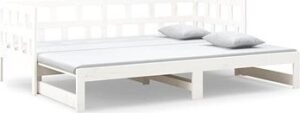 Výsuvná posteľ biela masívna borovica 2× (90
