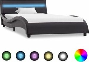 Rám postele s LED svetlom čierny umelá