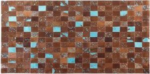 Hnedý kožený patchwork koberec 80 ×