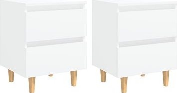 SHUMEE Nočné stolíky s nohami z borovice 2 ks biele