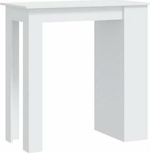 Barový stôl s úložným regálom biely 102 ×