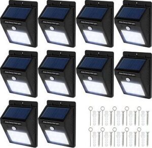 Tectake 10 Vonkajších nástenných svietidiel LED integrovaný solárny