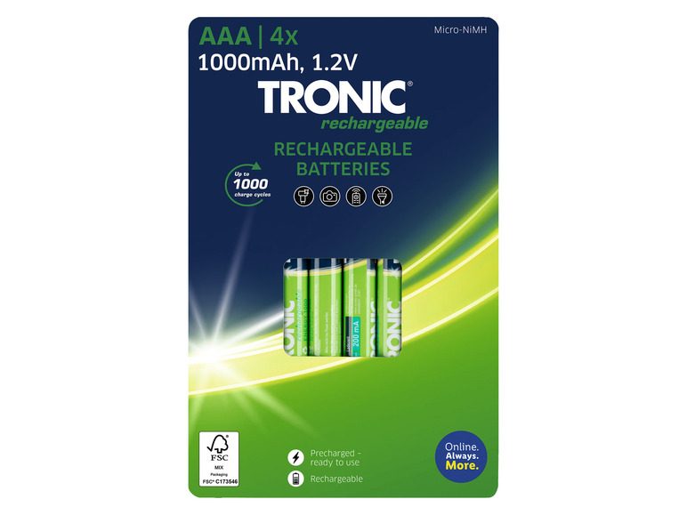 TRONIC® Nabíjateľné batérie Ni-MH
