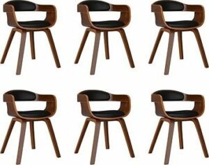 Jedálenské stoličky 6 ks čierne ohýbané drevo