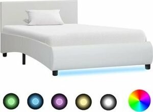 Rám postele s LED svetlom biely umelá