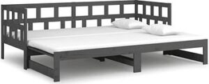 Výsuvná posteľ sivá masívna borovica 2× (90
