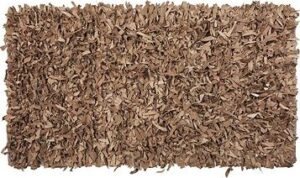 Béžový shaggy kožený koberec 80 ×