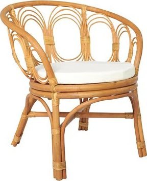 Jedálenská stolička s poduškou hnedá prírodný ratan