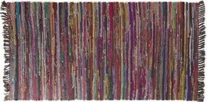Krátko-vlasý tmavý farebný bavlnený koberec 80 ×