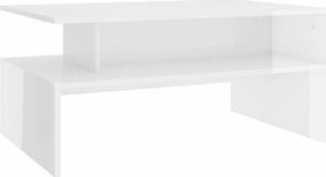 SHUMEE Konferenčný stolík biely vysoký lesk 90 ×