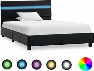 Rám postele s LED svetlom čierny umelá