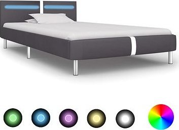 Rám postele s LED sivý umelá koža