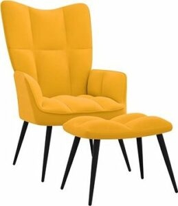 Relaxačné kreslo so stoličkou horčicovo