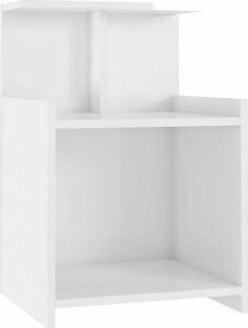 SHUMEE Nočný stolík biely s vysokým leskom 40 ×