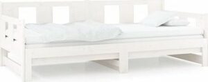 Výsuvná posteľ biela masívna borovica 2× (90