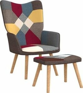 Relaxačné kreslo so stoličkou patchwork