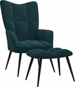 Relaxačné kreslo so stoličkou modré